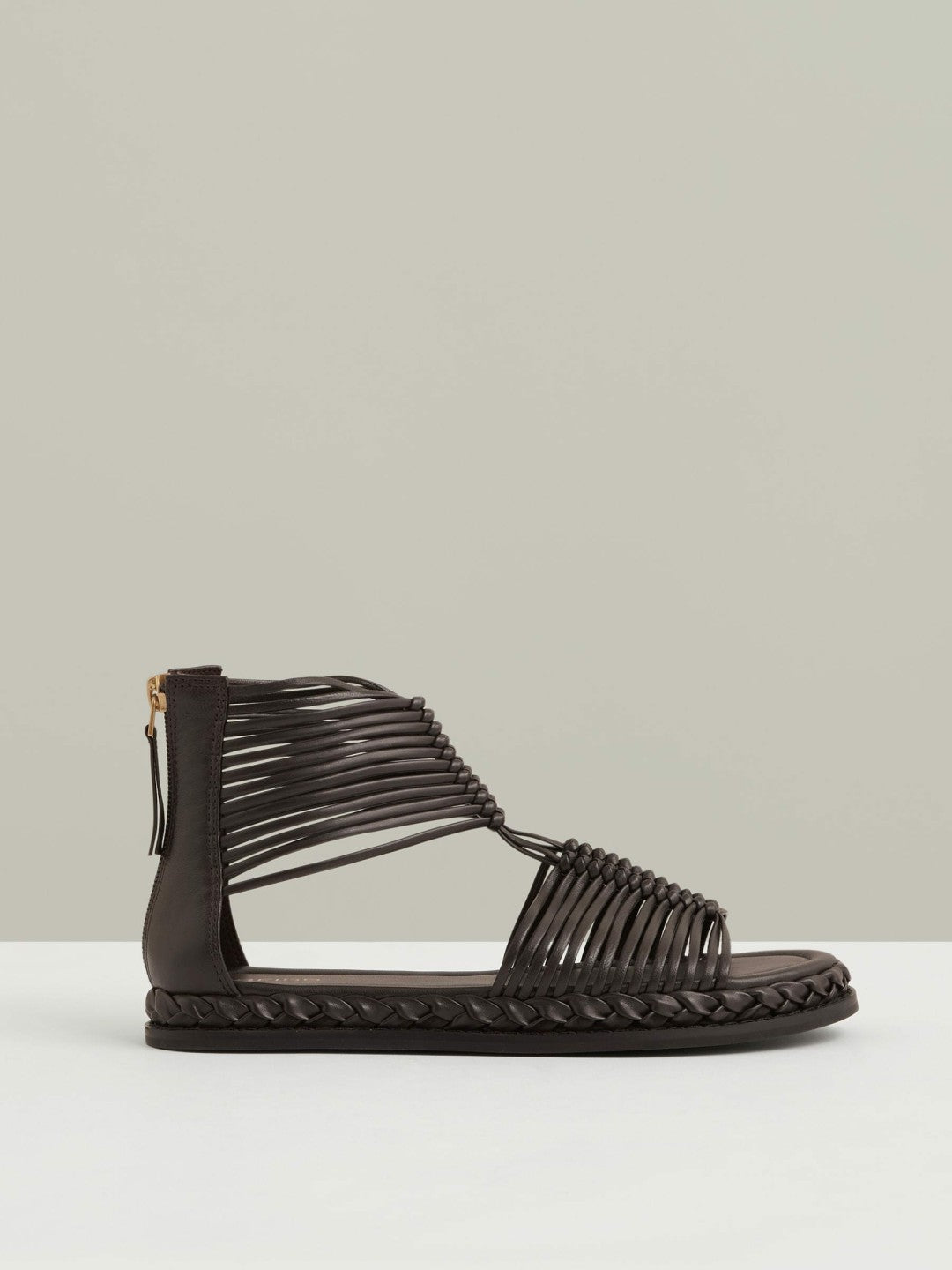 Reiss Offer - Leather Gladiator Sandals in Chocolate