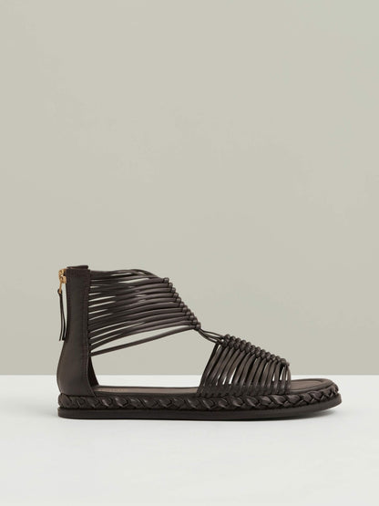 Reiss Offer - Leather Gladiator Sandals in Chocolate