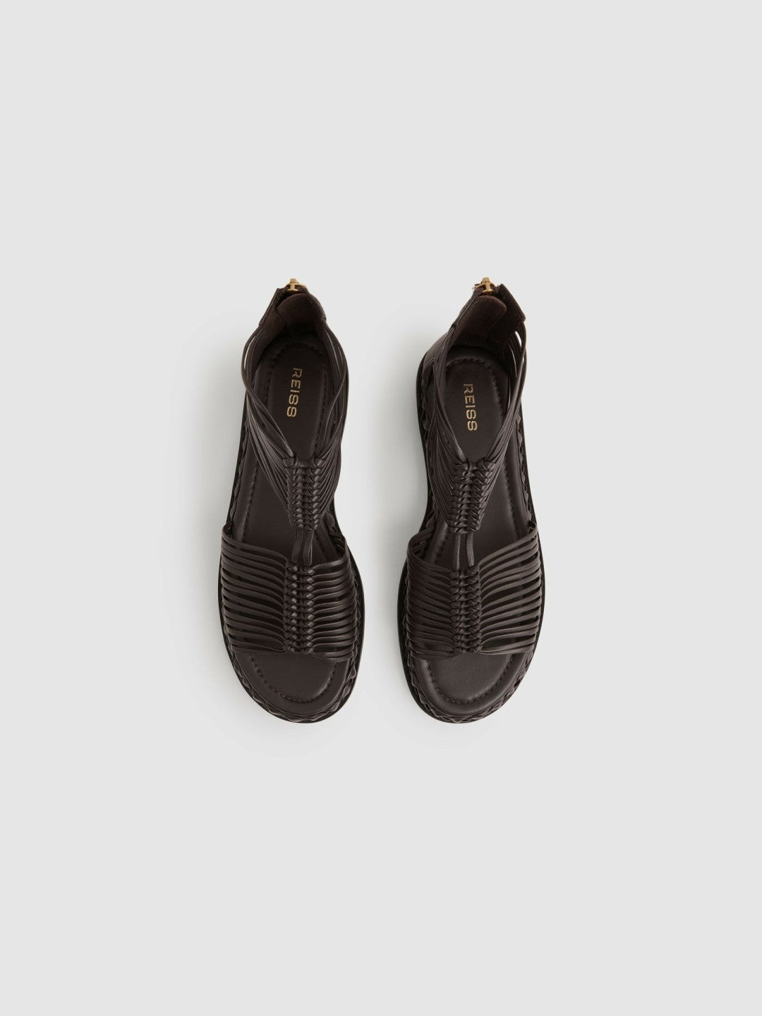 Reiss Offer - Leather Gladiator Sandals in Chocolate