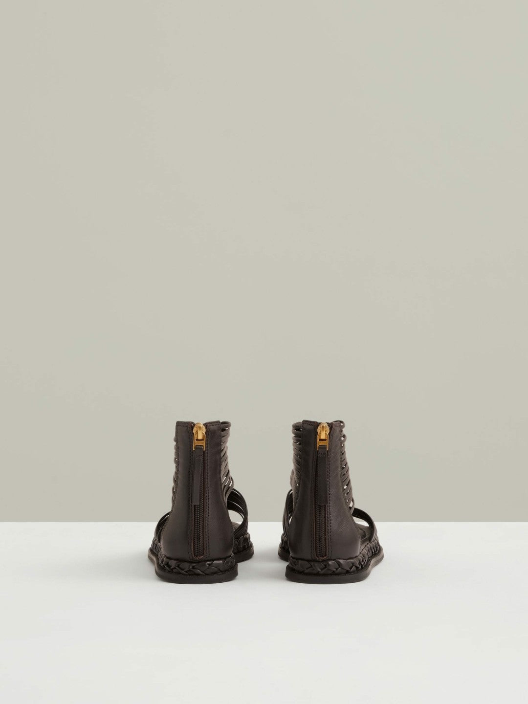 Reiss Offer - Leather Gladiator Sandals in Chocolate
