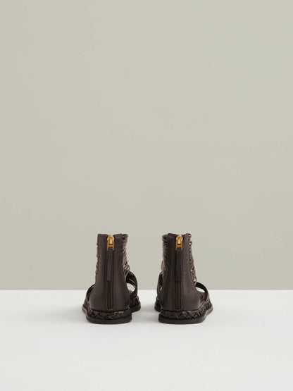 Reiss Offer - Leather Gladiator Sandals in Chocolate