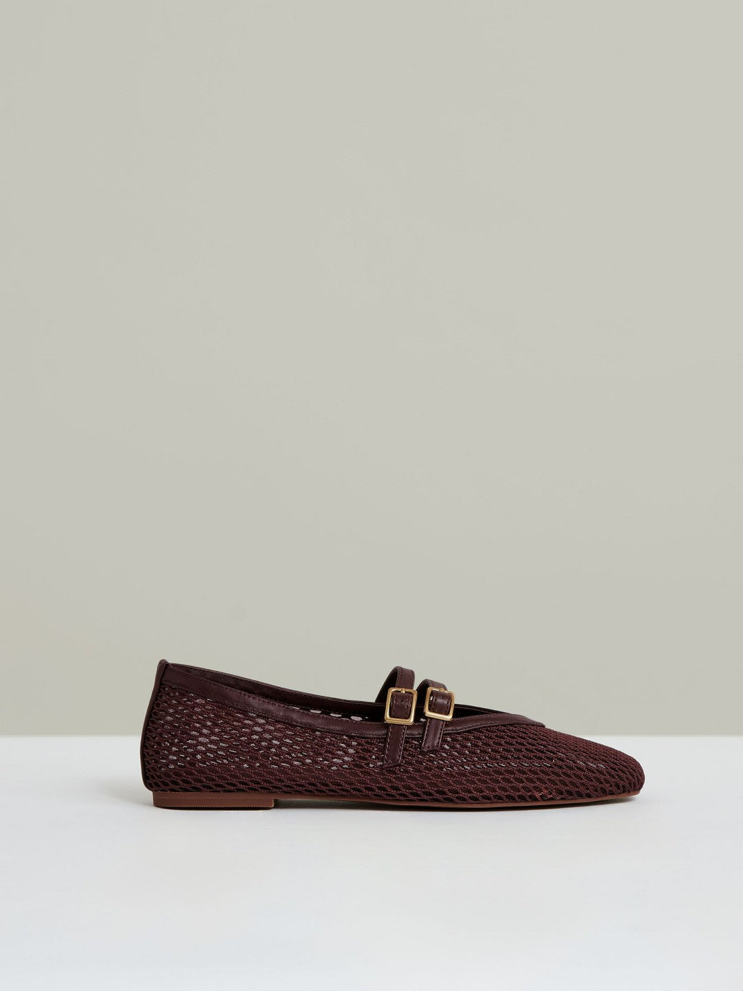 Reiss Popular Choice - Mesh Double-Strap Ballet Flats in Oxblood