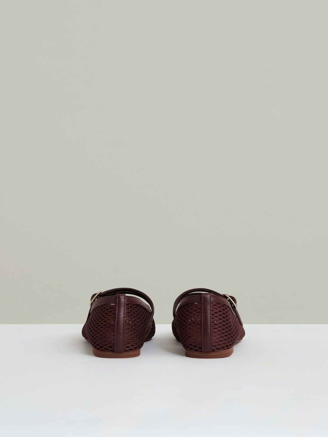 Reiss Popular Choice - Mesh Double-Strap Ballet Flats in Oxblood
