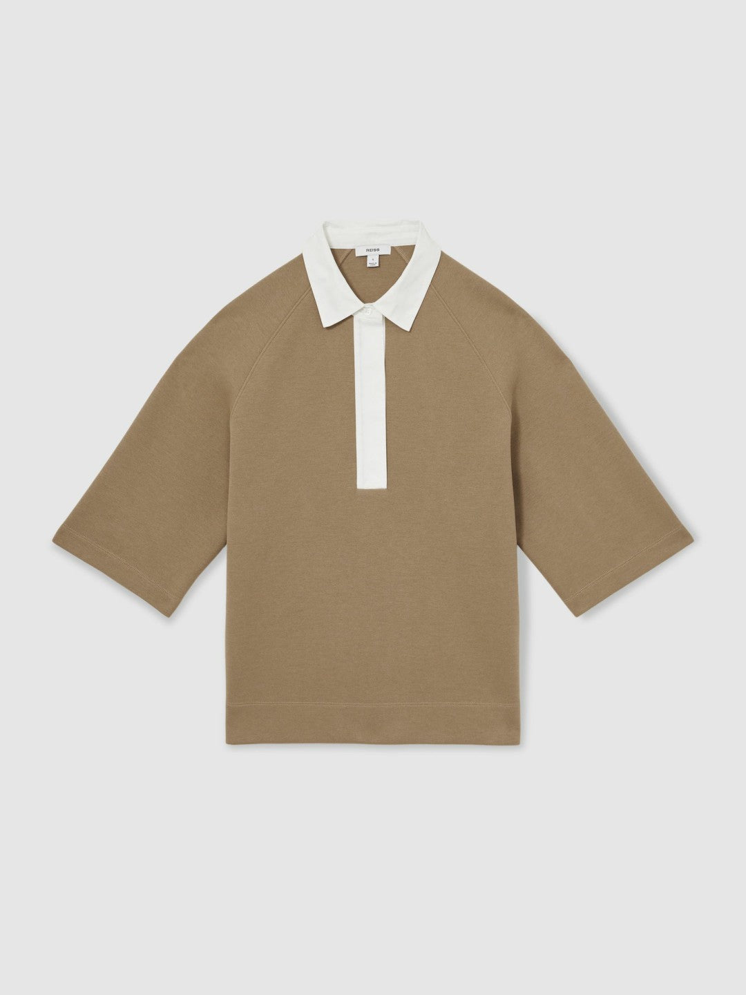 Reiss Value - Cotton-Blend Interlock Collar Sweatshirt in Camel