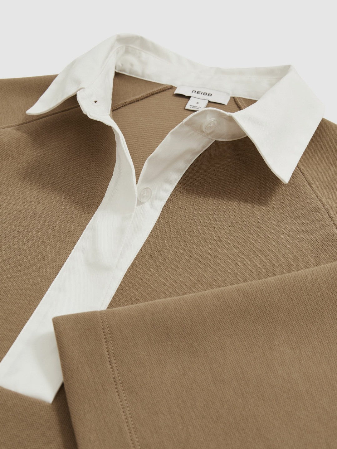 Reiss Value - Cotton-Blend Interlock Collar Sweatshirt in Camel