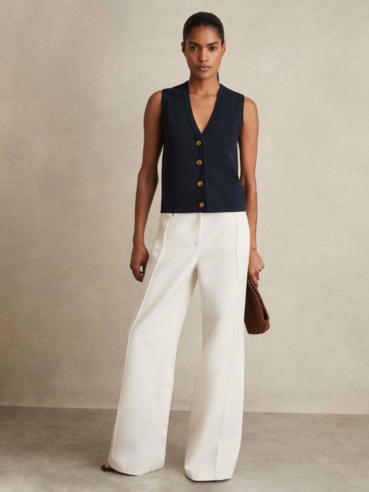 Reiss Sale - Knitted Button Through Vest in Navy