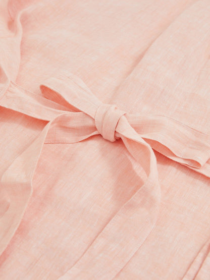 Reiss Deal - Linen Tie-Back Shirt in Pale Pink