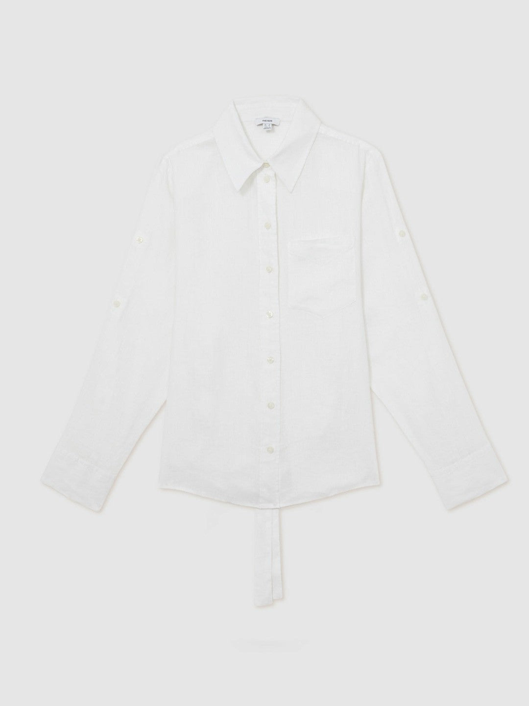 Reiss Best Seller - Linen Tie-Back Shirt in White