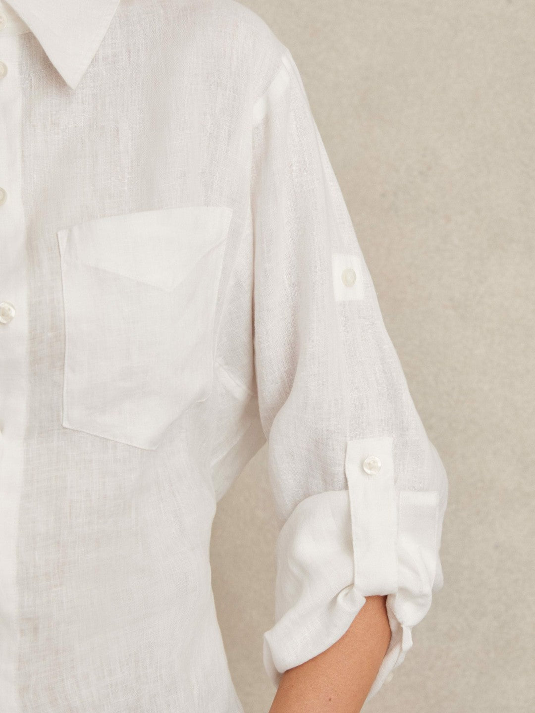 Reiss Best Seller - Linen Tie-Back Shirt in White