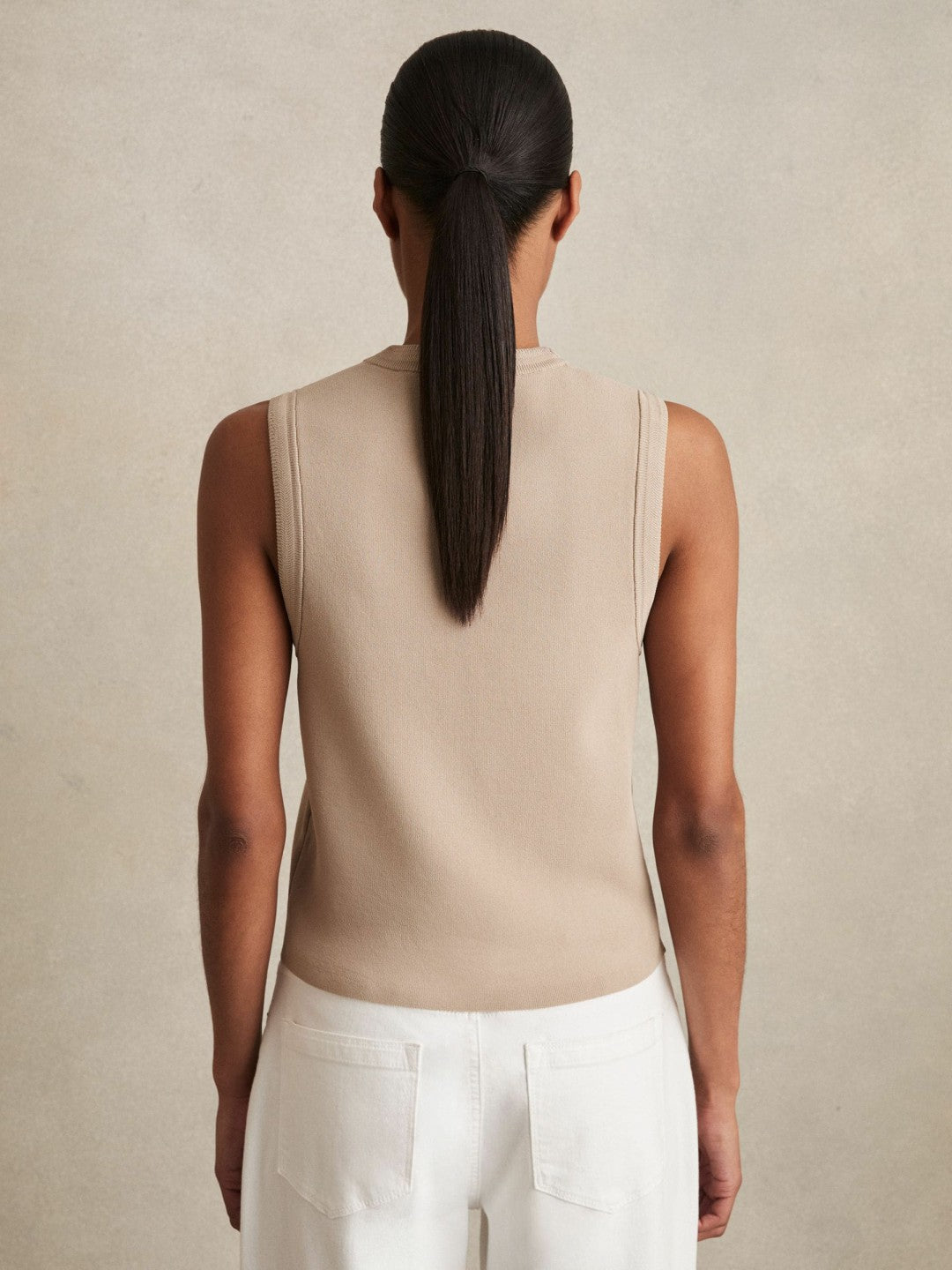 Reiss Knitted Button Through Vest in Neutral