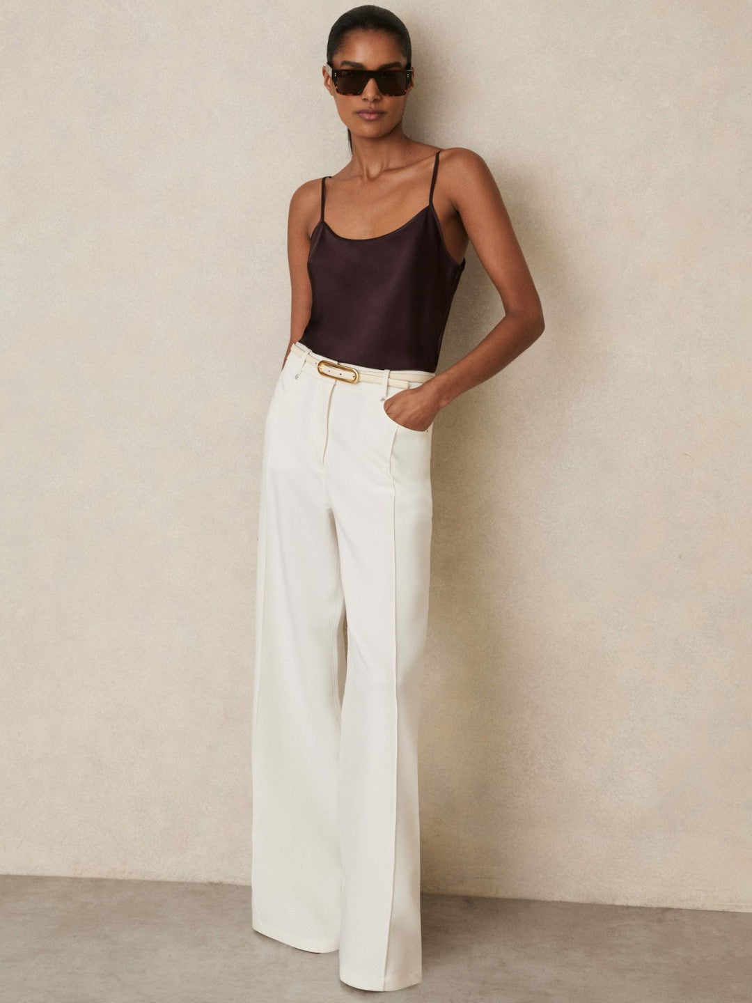 Reiss Deal - Silk Cami Top in Burgundy