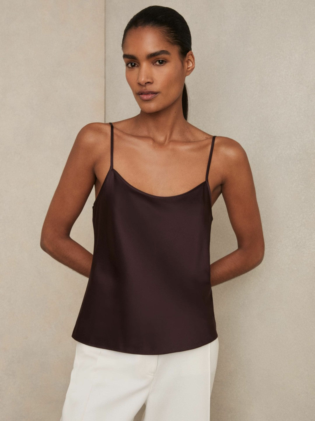 Reiss Deal - Silk Cami Top in Burgundy