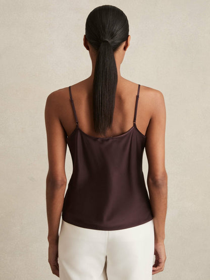 Reiss Deal - Silk Cami Top in Burgundy