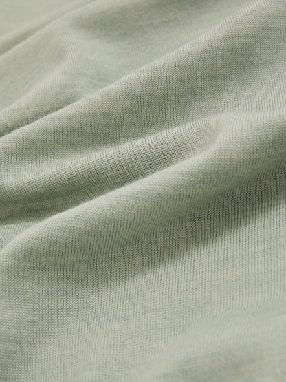 Reiss Value - Merino Wool Open Collar Polo Shirt in Sage Green Melange