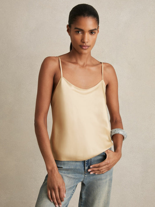 Reiss Deal - Silk Cami Top in Gold