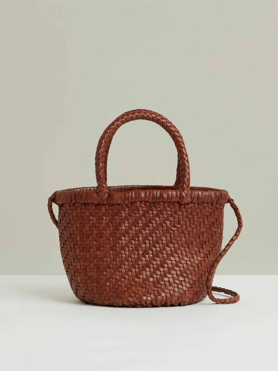 Reiss Affordable - Leather Woven Mini Tote Bag in Tan