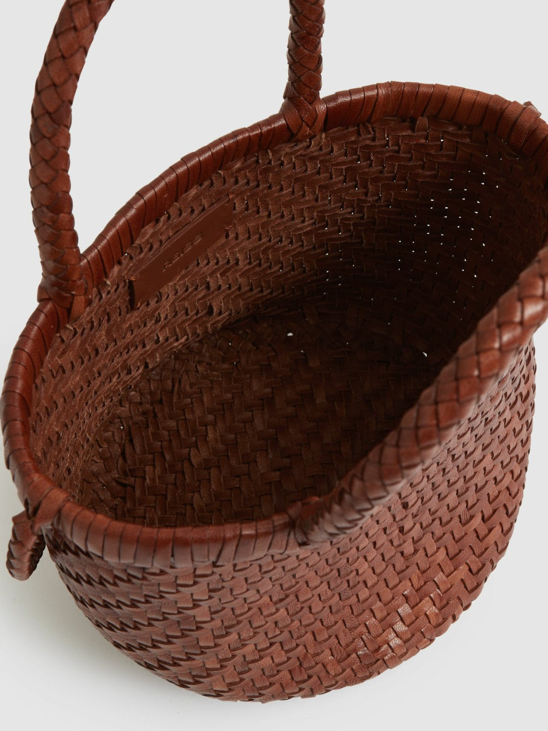 Reiss Affordable - Leather Woven Mini Tote Bag in Tan