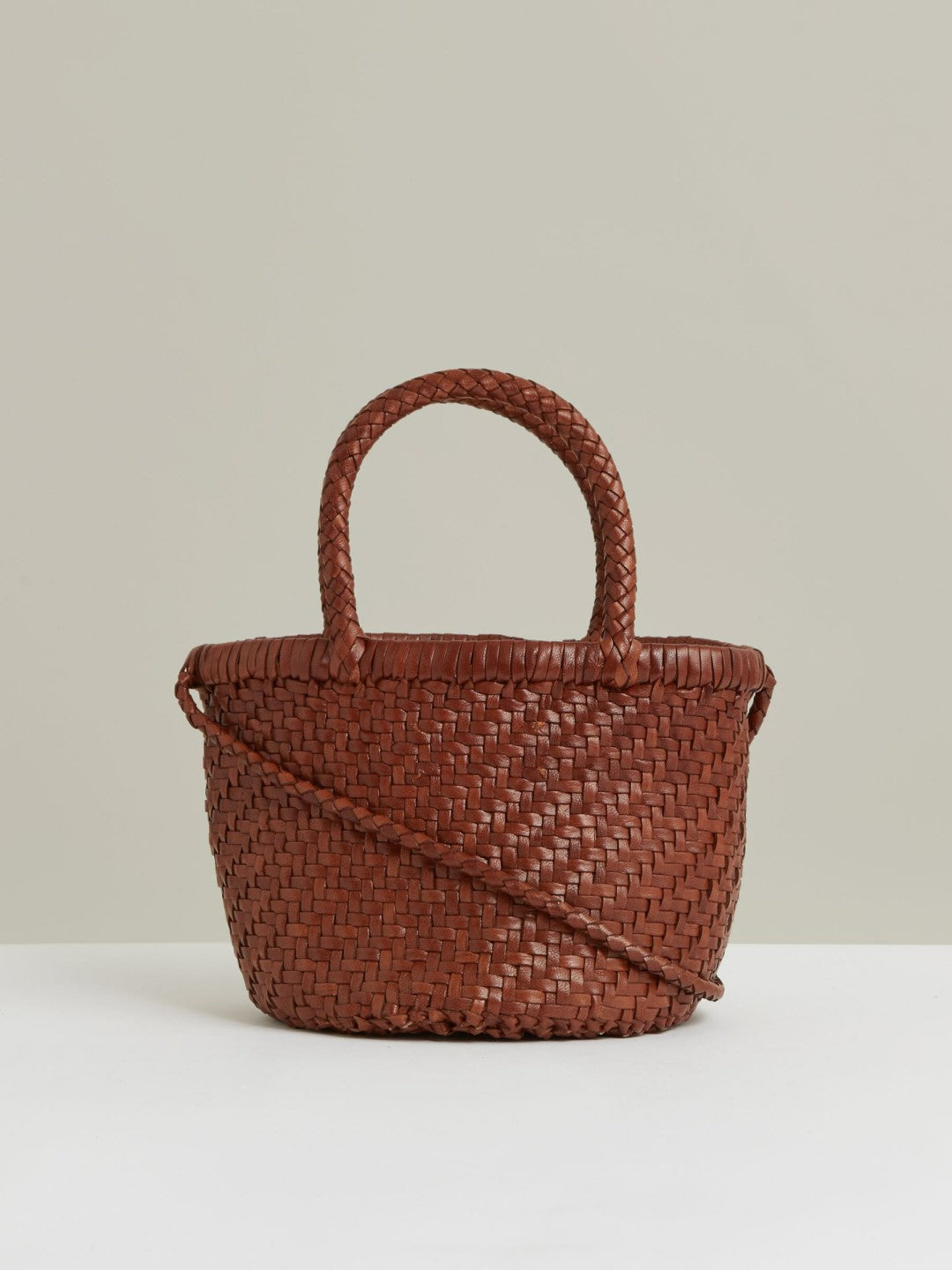 Reiss Affordable - Leather Woven Mini Tote Bag in Tan