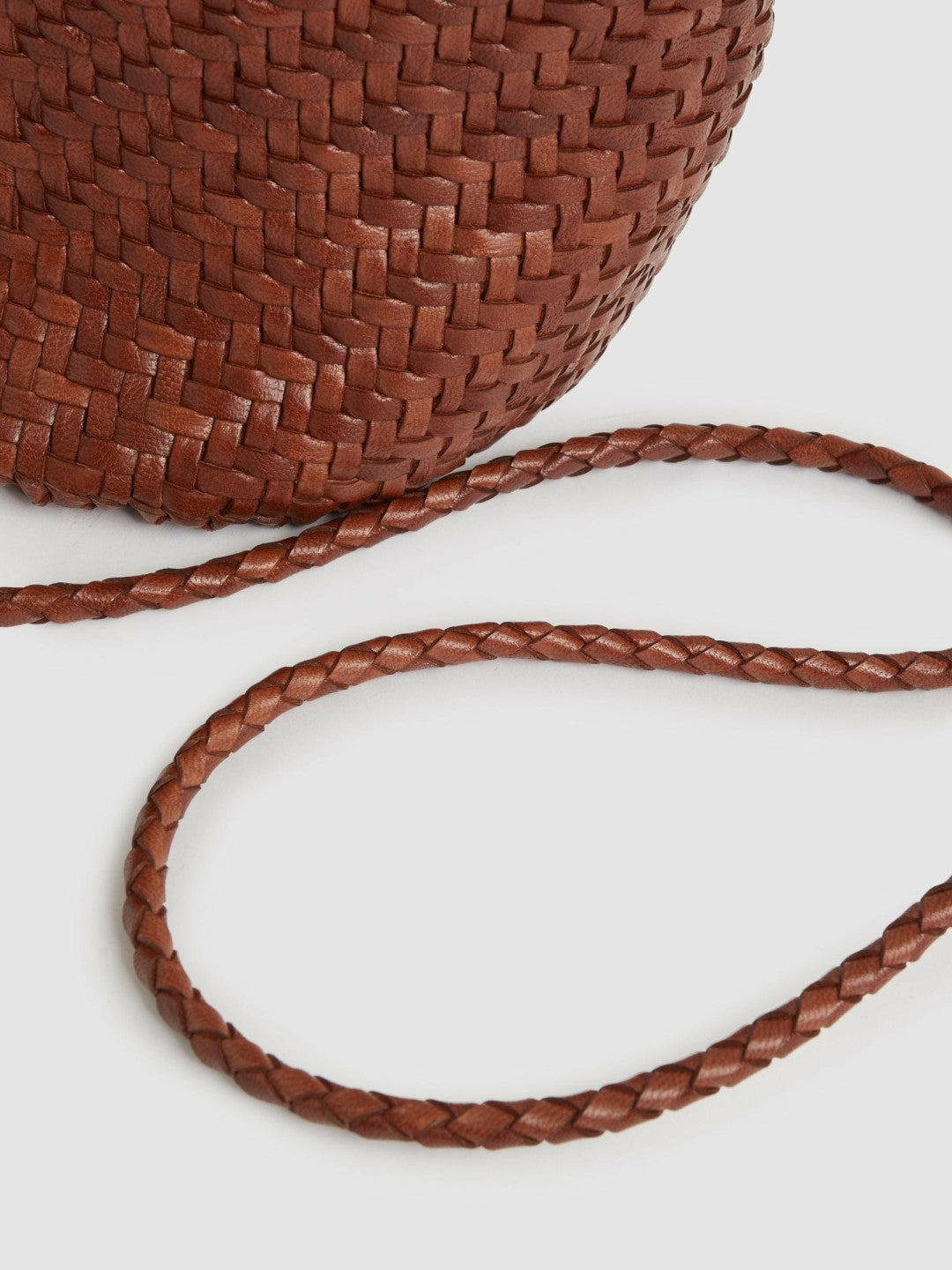 Reiss Affordable - Leather Woven Mini Tote Bag in Tan