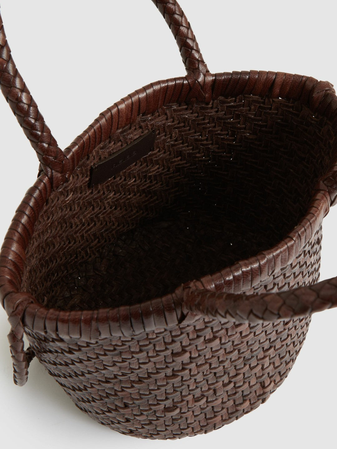 Reiss Best Seller - Leather Woven Mini Tote Bag in Chocolate