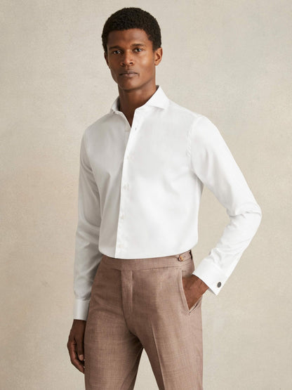Reiss Best Seller - Double-Cuff Two-Fold Cotton Shirt in White