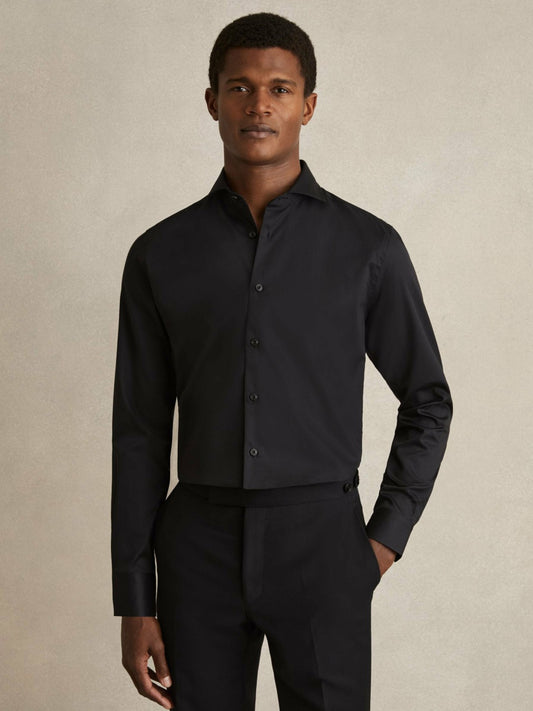 Reiss Featured - Slim Fit Slim-Fit Cotton Double-Cuff Shirt in Black