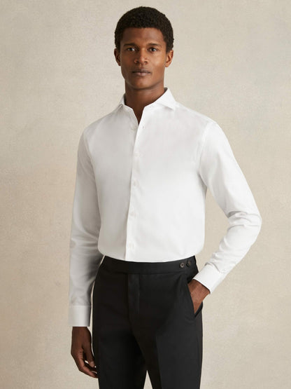 Reiss Offer - Regular Fit Slim-Fit Cotton Double-Cuff Shirt in White