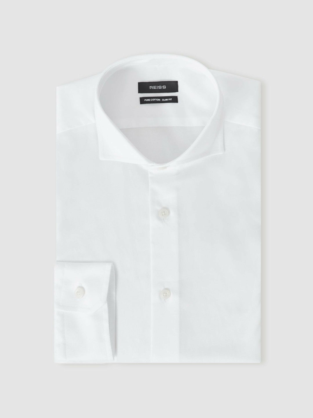 Reiss Offer - Regular Fit Slim-Fit Cotton Double-Cuff Shirt in White