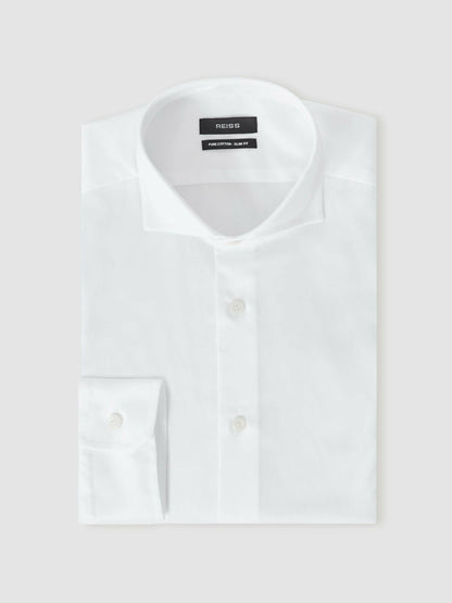 Reiss Offer - Regular Fit Slim-Fit Cotton Double-Cuff Shirt in White