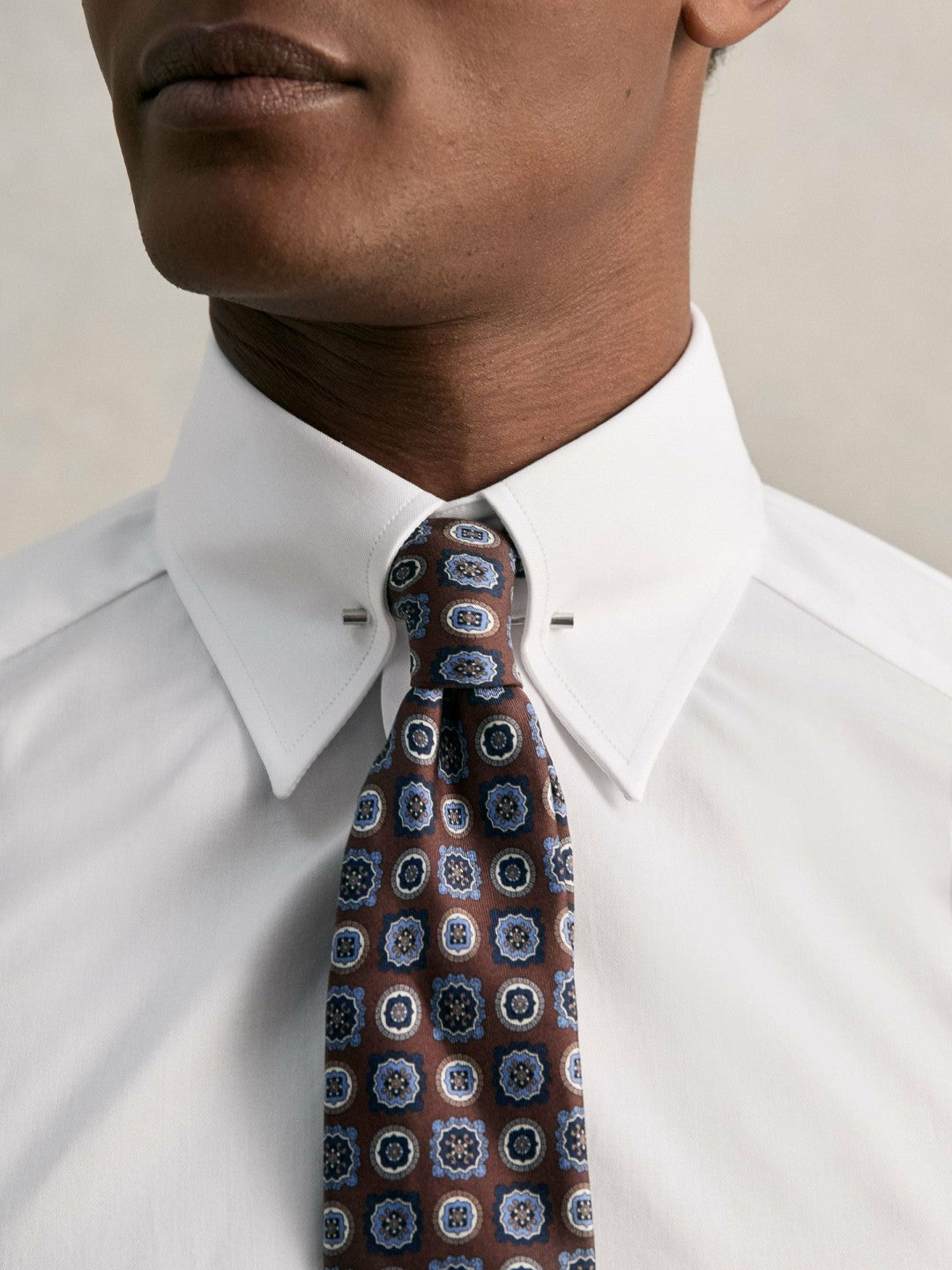 Reiss Slim Fit Cotton Pin Collar Shirt in White