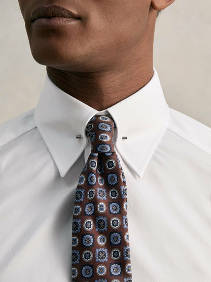 Reiss Slim Fit Cotton Pin Collar Shirt in White