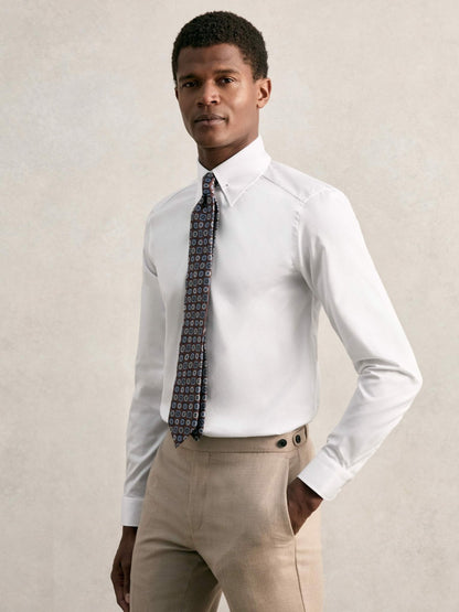 Reiss Slim Fit Cotton Pin Collar Shirt in White