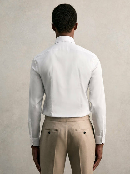 Reiss Slim Fit Cotton Pin Collar Shirt in White
