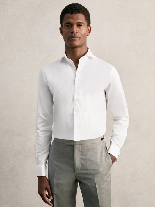 Reiss Slim Fit Slim-Fit Cotton Double-Cuff Shirt in White