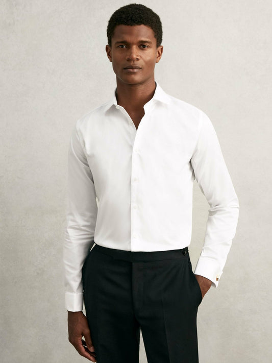 Reiss Deal - Regular Fit Slim-Fit Cotton-Sateen Shirt in White