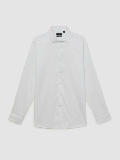 Reiss Deal - Regular Fit Slim-Fit Cotton-Sateen Shirt in White