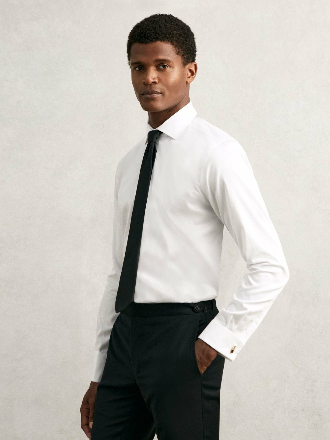 Reiss Deal - Regular Fit Slim-Fit Cotton-Sateen Shirt in White