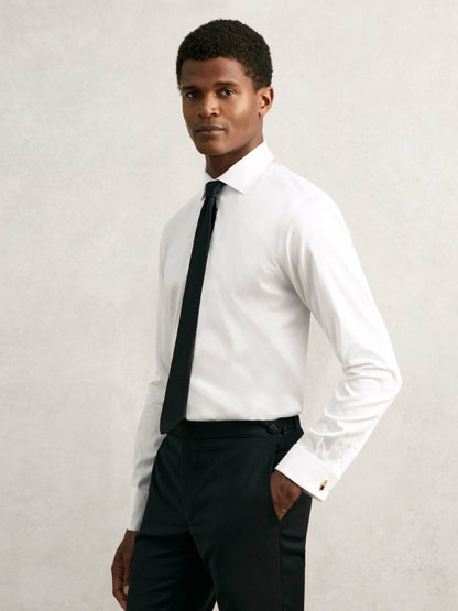Reiss Deal - Regular Fit Slim-Fit Cotton-Sateen Shirt in White