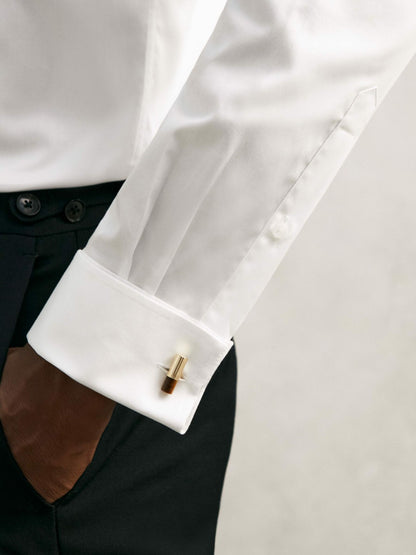 Reiss Deal - Regular Fit Slim-Fit Cotton-Sateen Shirt in White