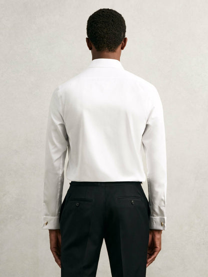 Reiss Deal - Regular Fit Slim-Fit Cotton-Sateen Shirt in White