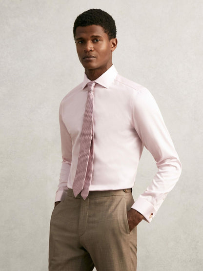 Reiss Value - Regular Fit Slim-Fit Cotton-Sateen Shirt in Pink