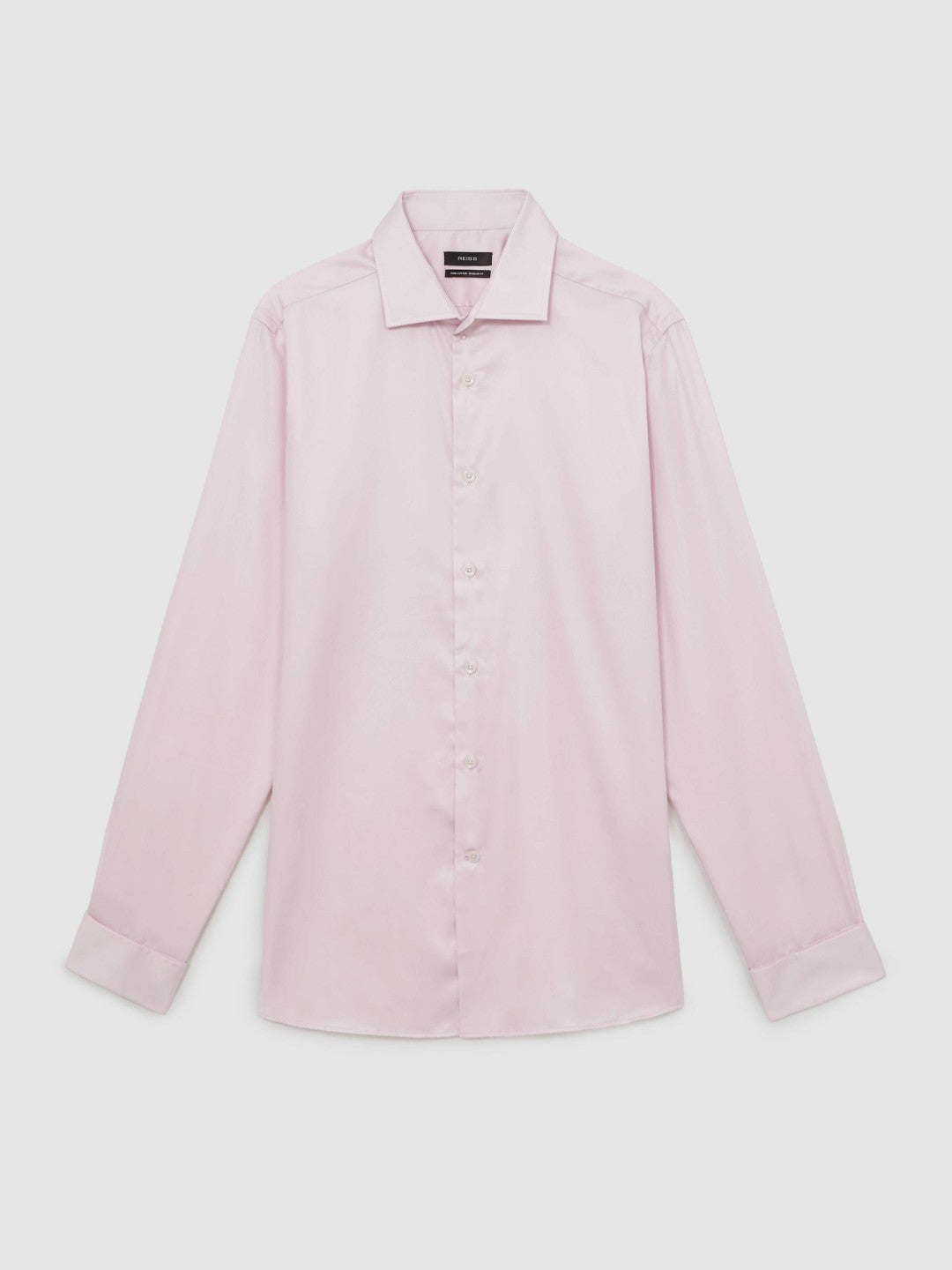 Reiss Value - Regular Fit Slim-Fit Cotton-Sateen Shirt in Pink
