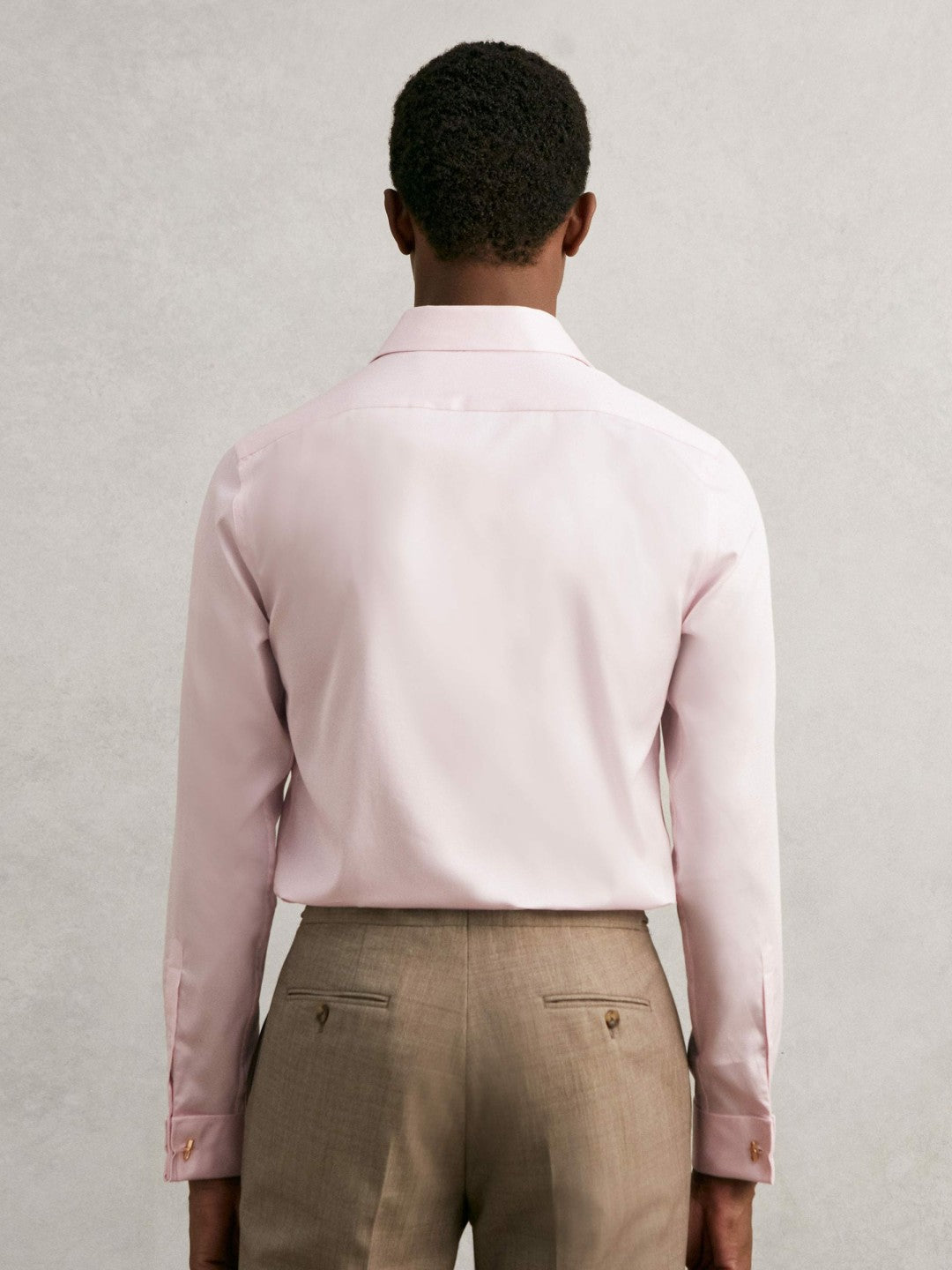 Reiss Value - Regular Fit Slim-Fit Cotton-Sateen Shirt in Pink