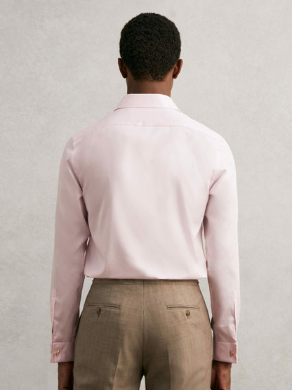 Reiss Value - Regular Fit Slim-Fit Cotton-Sateen Shirt in Pink