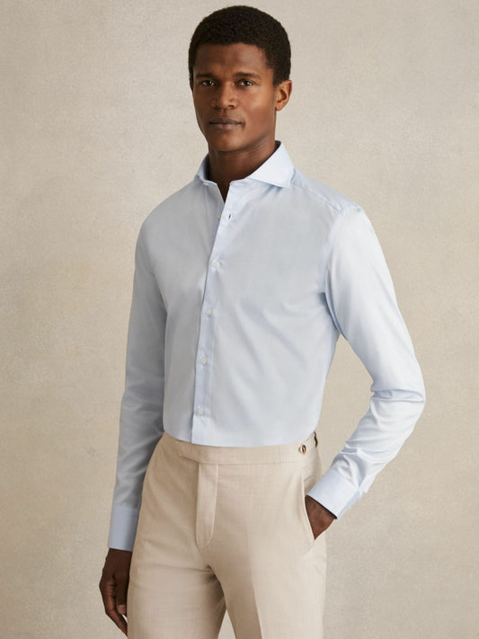 Reiss Savings - Slim Fit Cotton-Twill Two-Fold Shirt Slim-Fit in Soft Blue