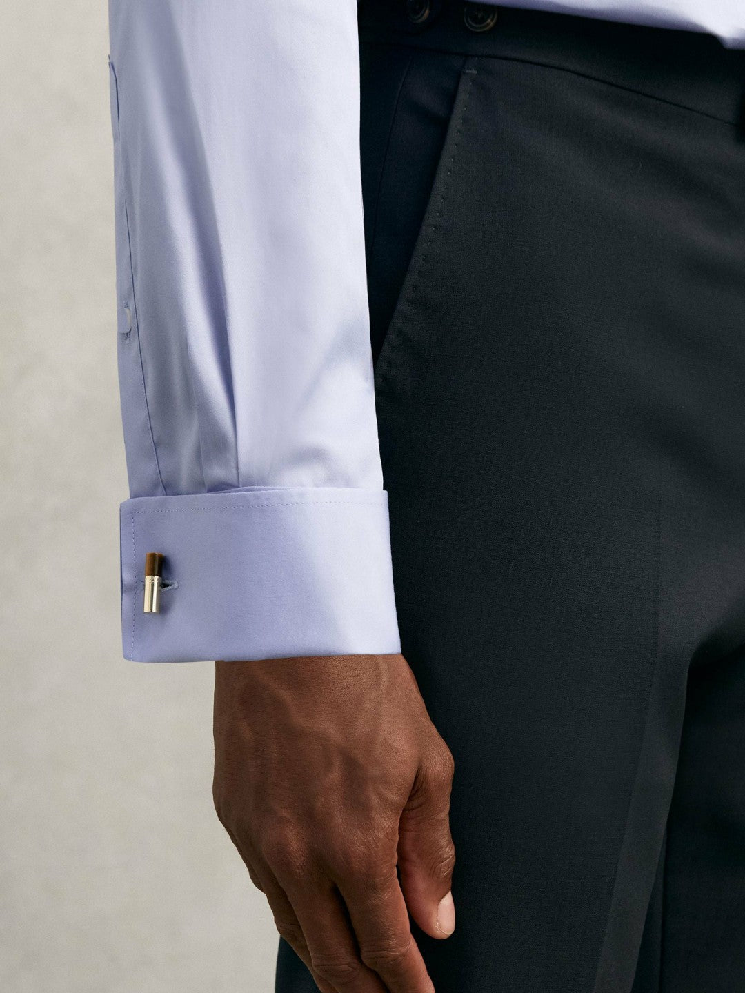 Reiss Deal - Regular Fit Slim-Fit Cotton-Sateen Shirt in Mid Blue