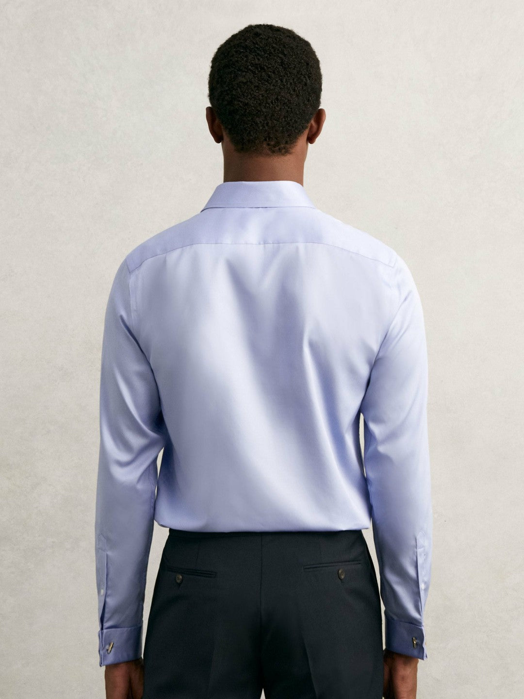 Reiss Deal - Regular Fit Slim-Fit Cotton-Sateen Shirt in Mid Blue