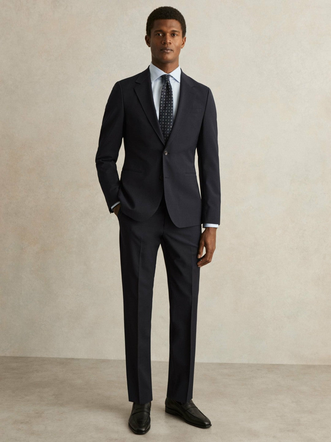Reiss Affordable - Wool-Blend Single-Breasted Suit Blazer Slim-Fit in Navy