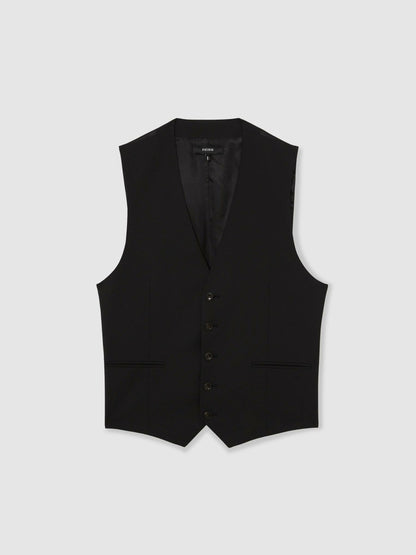 Reiss Value - Wool-Blend Slim-Fit Waistcoat in Black