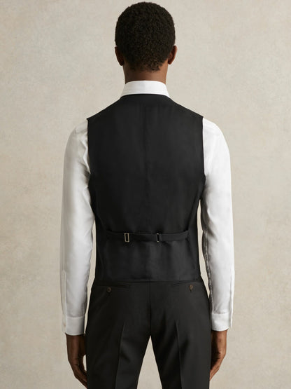 Reiss Value - Wool-Blend Slim-Fit Waistcoat in Black